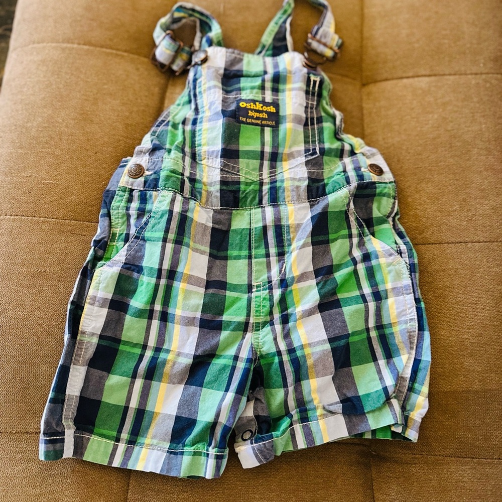 Boys 18 month OshKosh B'gosh Green Plaid Kids Overalls